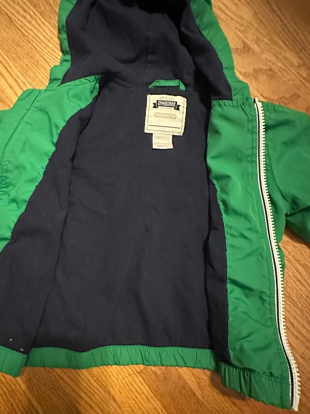 Gymboree Boys Green Hooded Windbreaker Jacket 12–24 Months